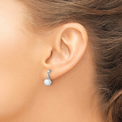 Sterling Silver Rhodium-plated Polished Created Opal Dangle Earrings