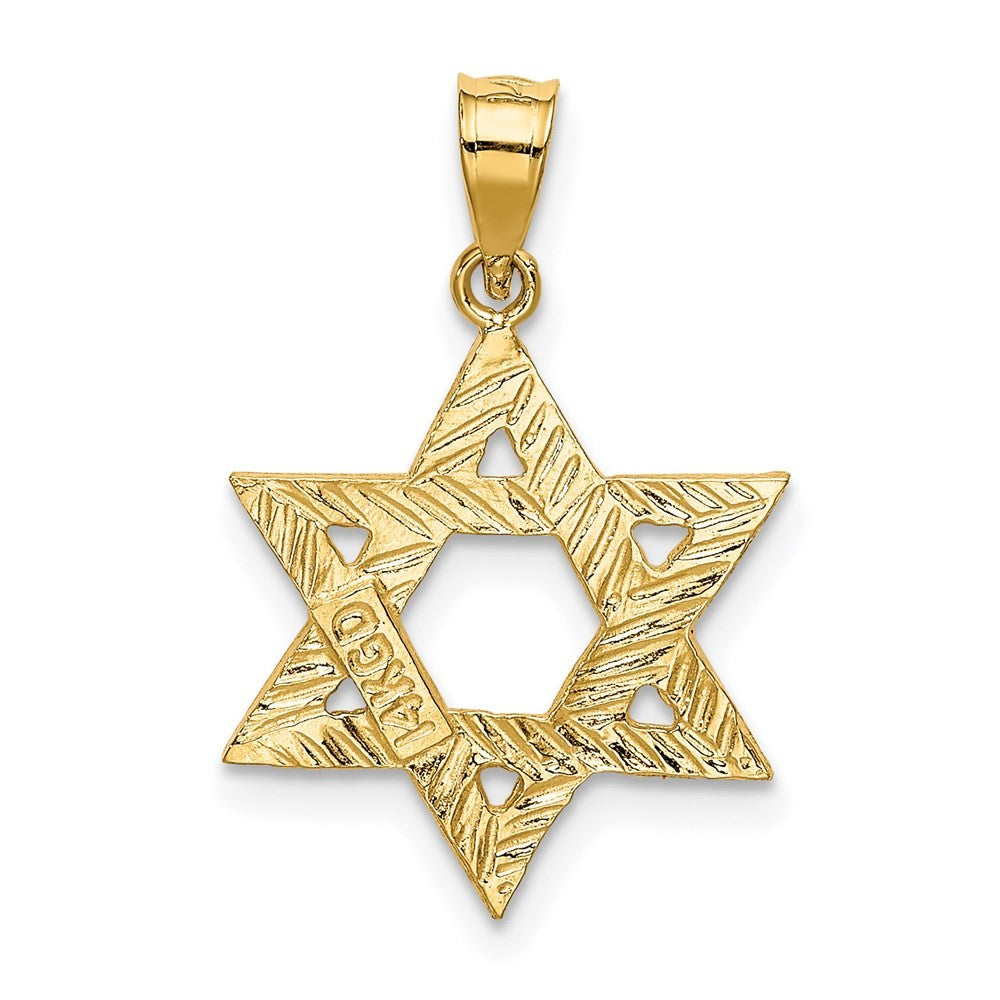 14k Yellow Gold Solid Satin Star of David Charm Pendant