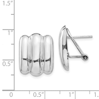14k White Gold Polished Fancy Omega Back Stud Earrings