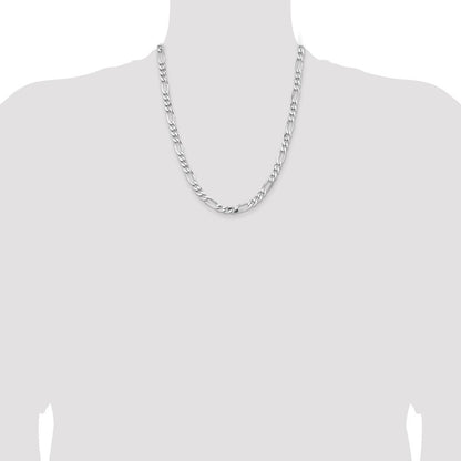 Sterling Silver Rhodium-plated 6.5mm Figaro Chain Necklace 22"