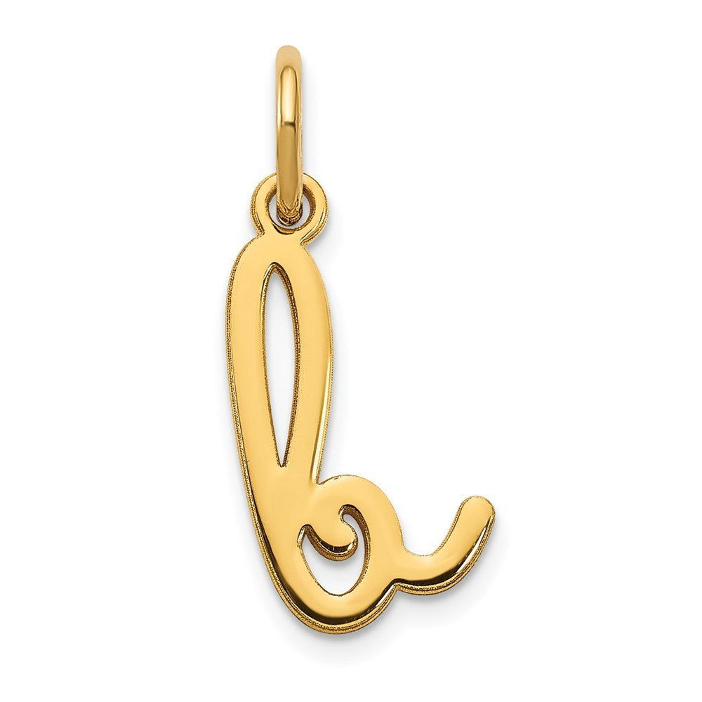 14k Yellow Gold Lower case Letter B Initial Charm Pendant