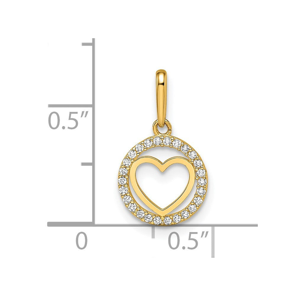 14k Yellow Gold CZ Heart Pendant