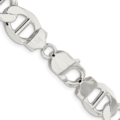 Sterling Silver 12.3mm Flat Anchor Chain Necklace 24"