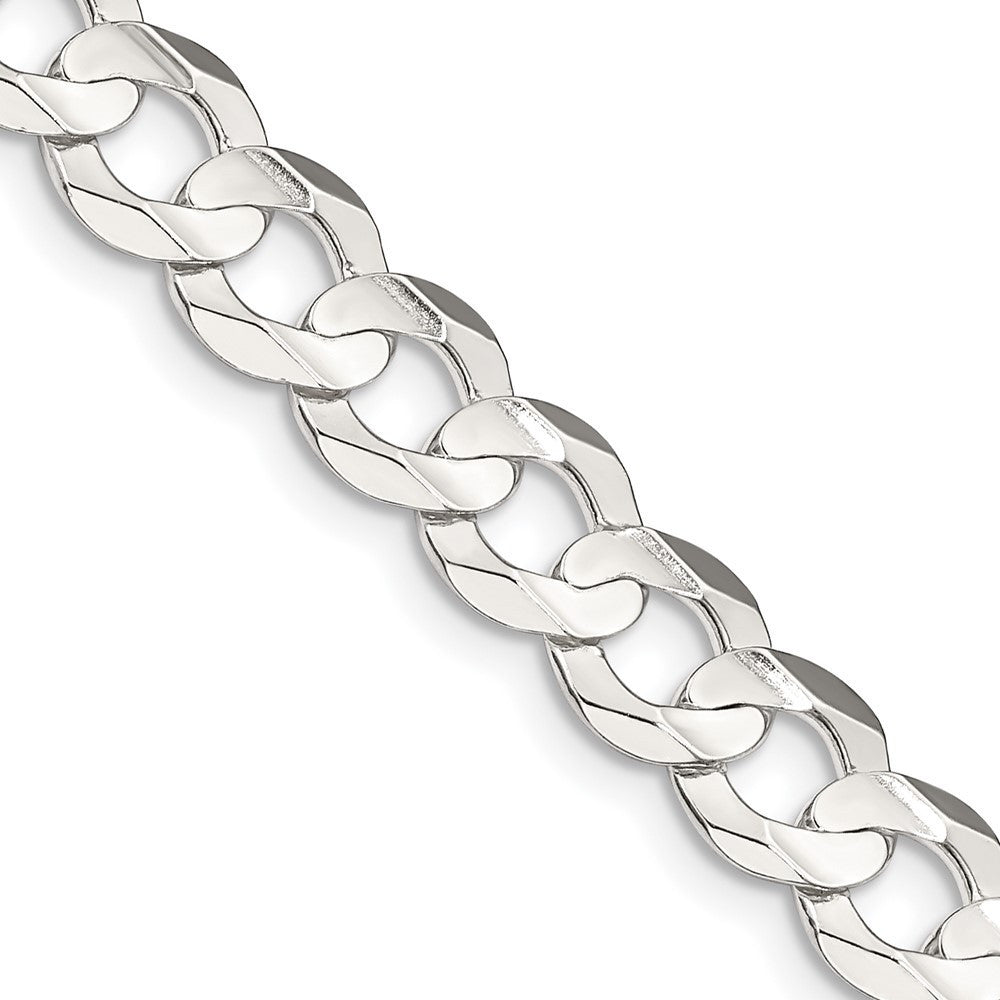 Sterling Silver 7.8mm Concave Beveled Curb Chain Necklace 22"