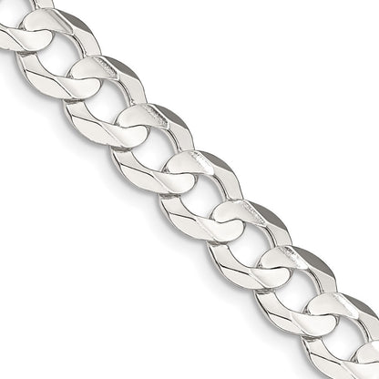 Sterling Silver 7.8mm Concave Beveled Curb Chain Necklace 22"