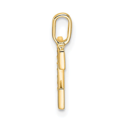 14k Yellow Gold Diamond Letter E Initial Pendant
