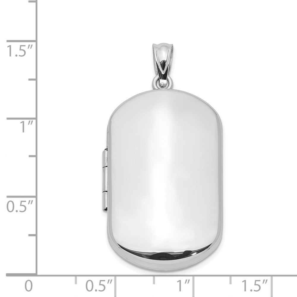 Sterling Silver Rhodium-plated Polished Rectangular Locket Pendant