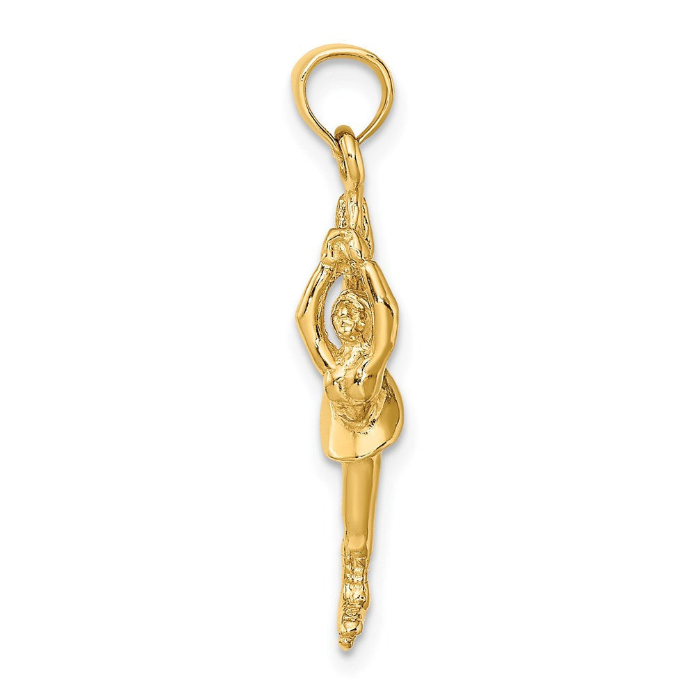 14k Yellow Gold Solid Polished 3-D Figure Skater Charm Pendant