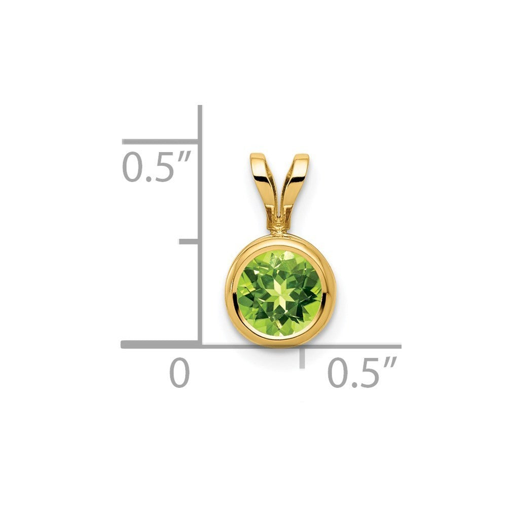 14k Yellow Gold 6mm Peridot bezel pendant