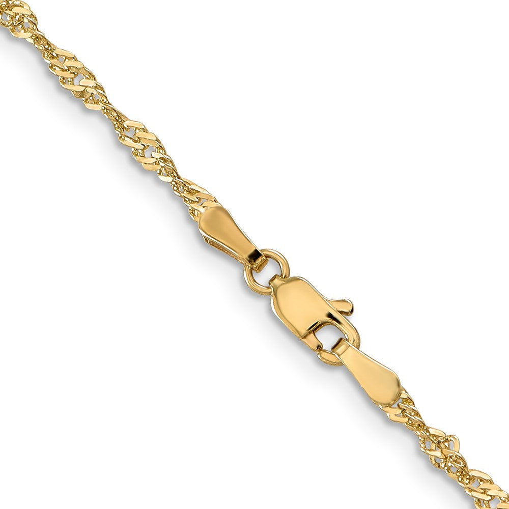 14k Yellow Gold 2mm Singapore with Lobster Clasp Chain Necklace 18"