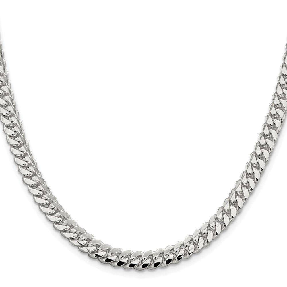 Sterling Silver Rhodium-plated 6.4mm Polished Domed Curb Chain Necklace 26"