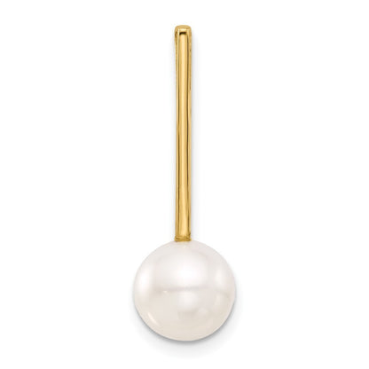 14k Yellow Gold 8-9mm White Round Freshwater Cultured Pearl Drop Chain Slide
