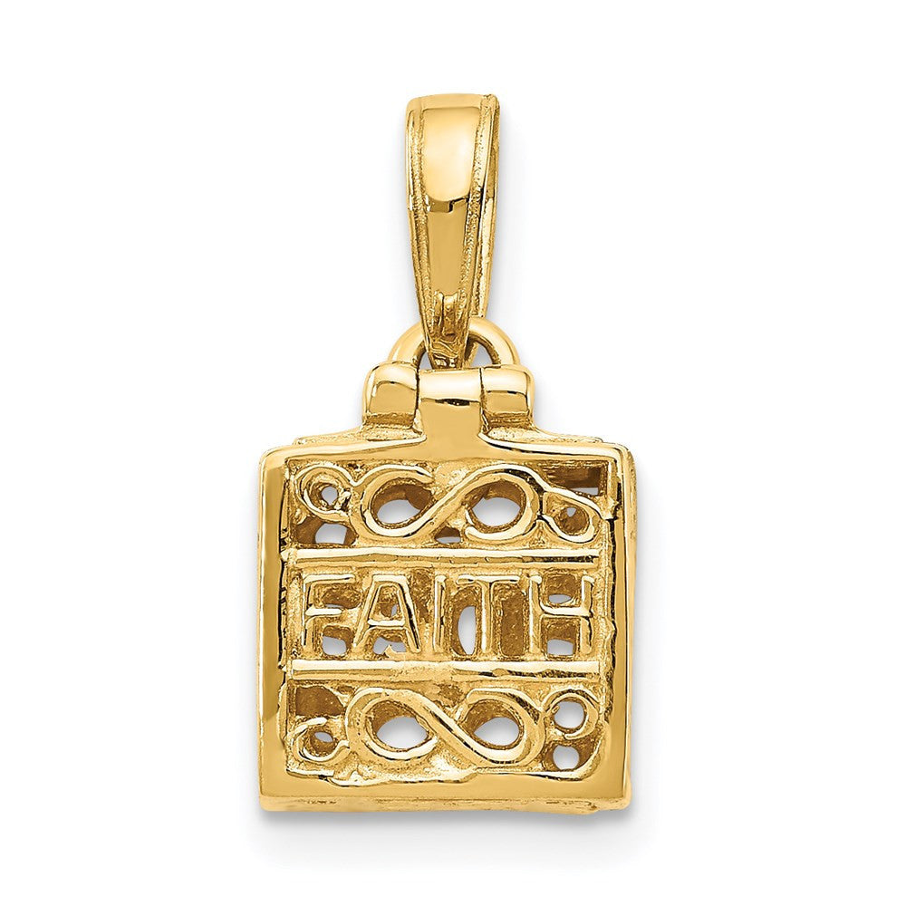 14k Yellow Gold 3D Faith and Hope Prayer Box Charm Pendant