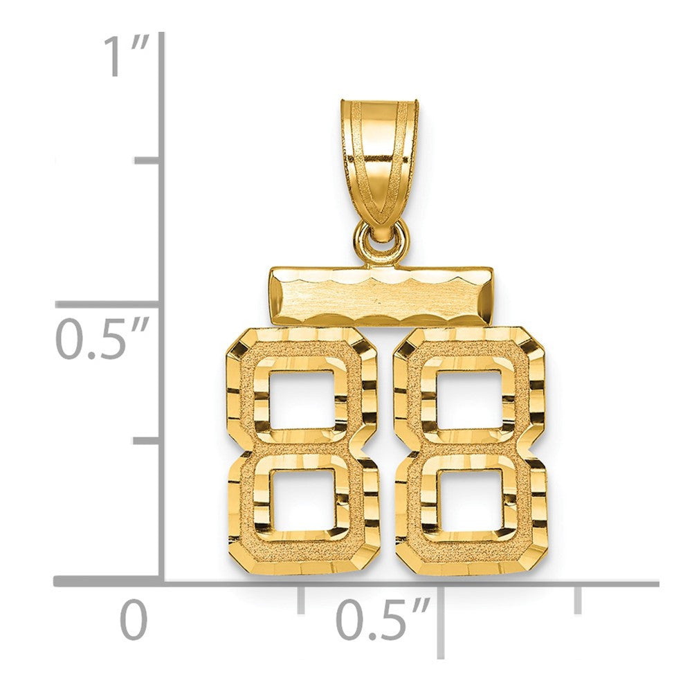 14k Yellow Gold Small Brushed Diamond-cut Number 88 Charm Pendant
