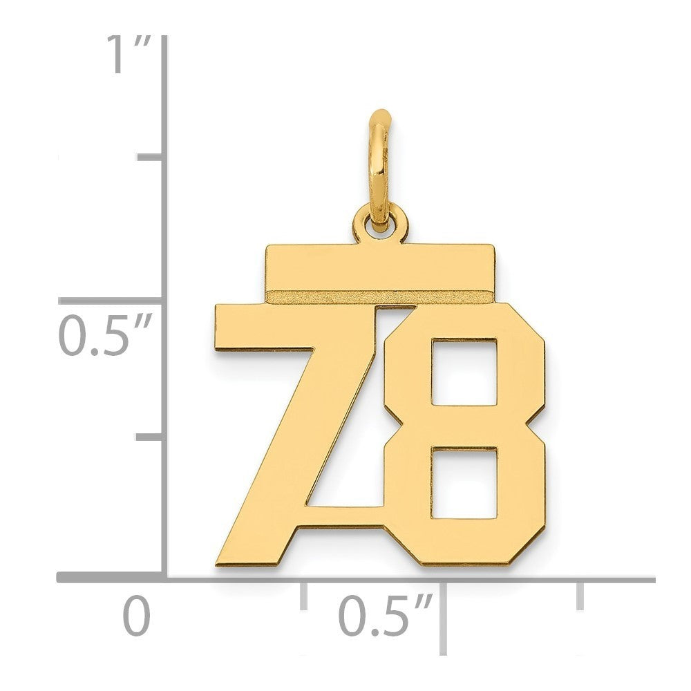 14k Yellow Gold Small Polished Number 78 Charm Pendant