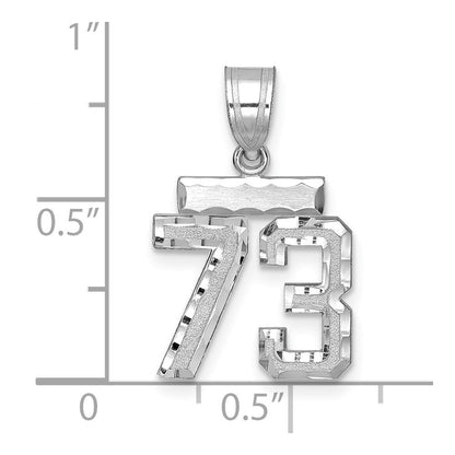 14k White Gold Small Brushed Diamond-cut Number 73 Charm Pendant