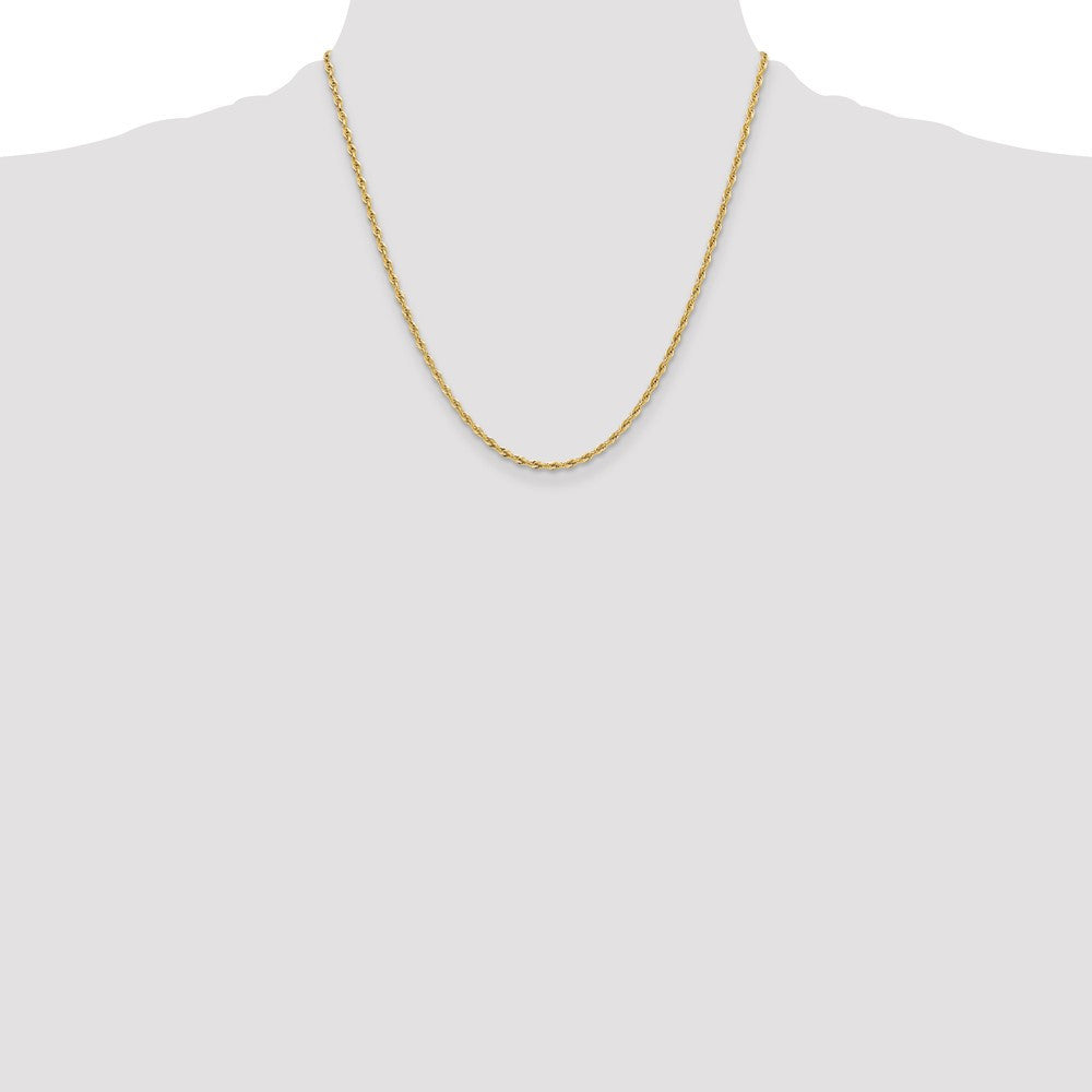 14k Yellow Gold 2.5mm Semi-Solid Rope Chain Necklace 20"