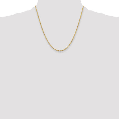 14k Yellow Gold 2.5mm Semi-Solid Rope Chain Necklace 20"
