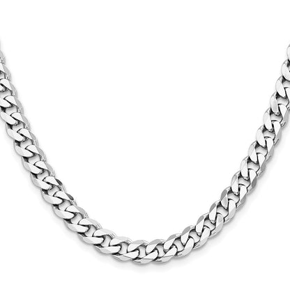 Sterling Silver Rhodium-plated 7.5mm Curb Chain Necklace 20"