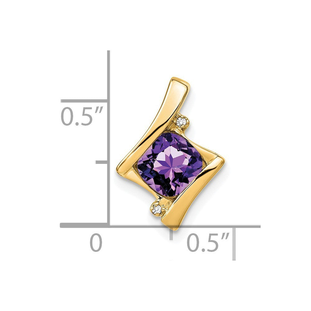 14k Yellow Gold Amethyst and Diamond Pendant