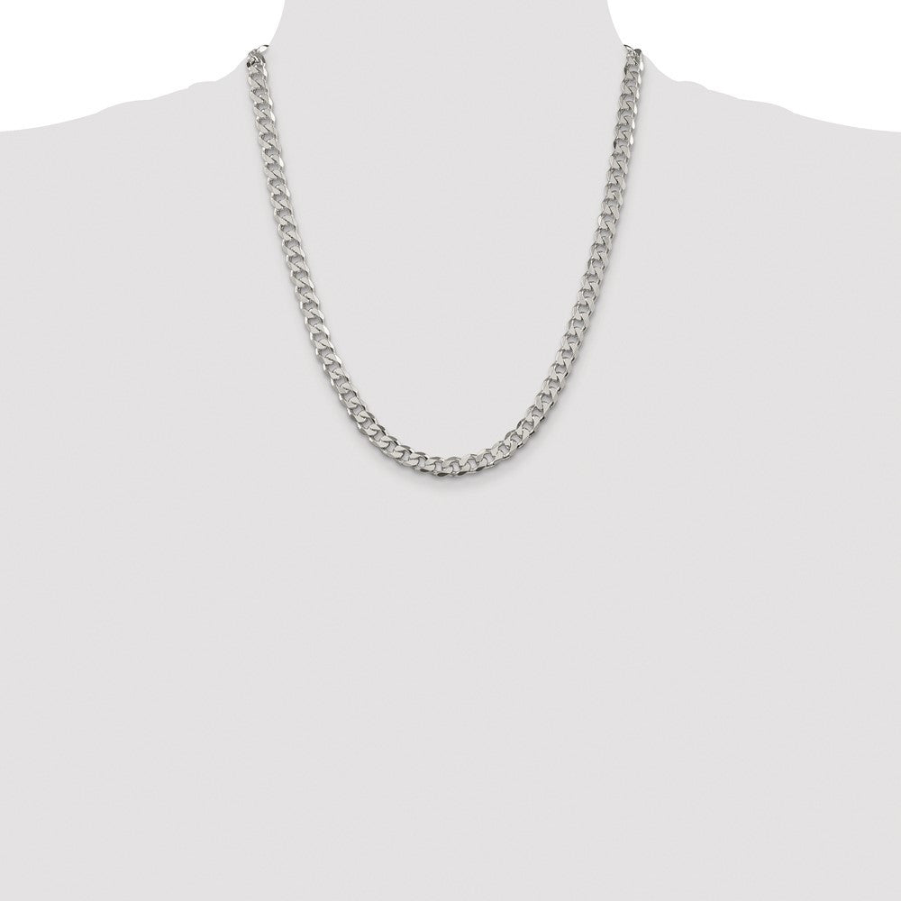Sterling Silver Rhodium-plated 7mm Pav� Curb Chain Necklace 22"