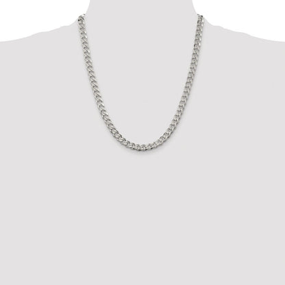 Sterling Silver Rhodium-plated 7mm Pav� Curb Chain Necklace 22"