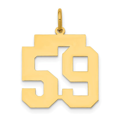 14k Yellow Gold Medium Polished Number 59 Charm Pendant