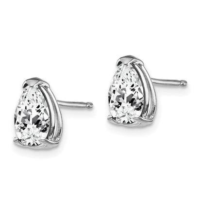 14k White Gold 8x5mm Pear Cubic Zirconia Stud Earrings
