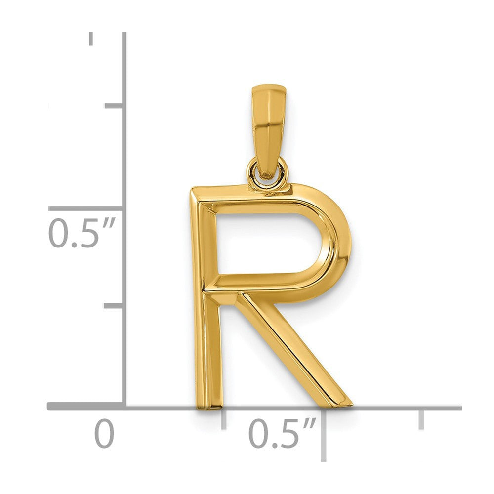 14k Yellow Gold Fancy Letter R Initial Pendant