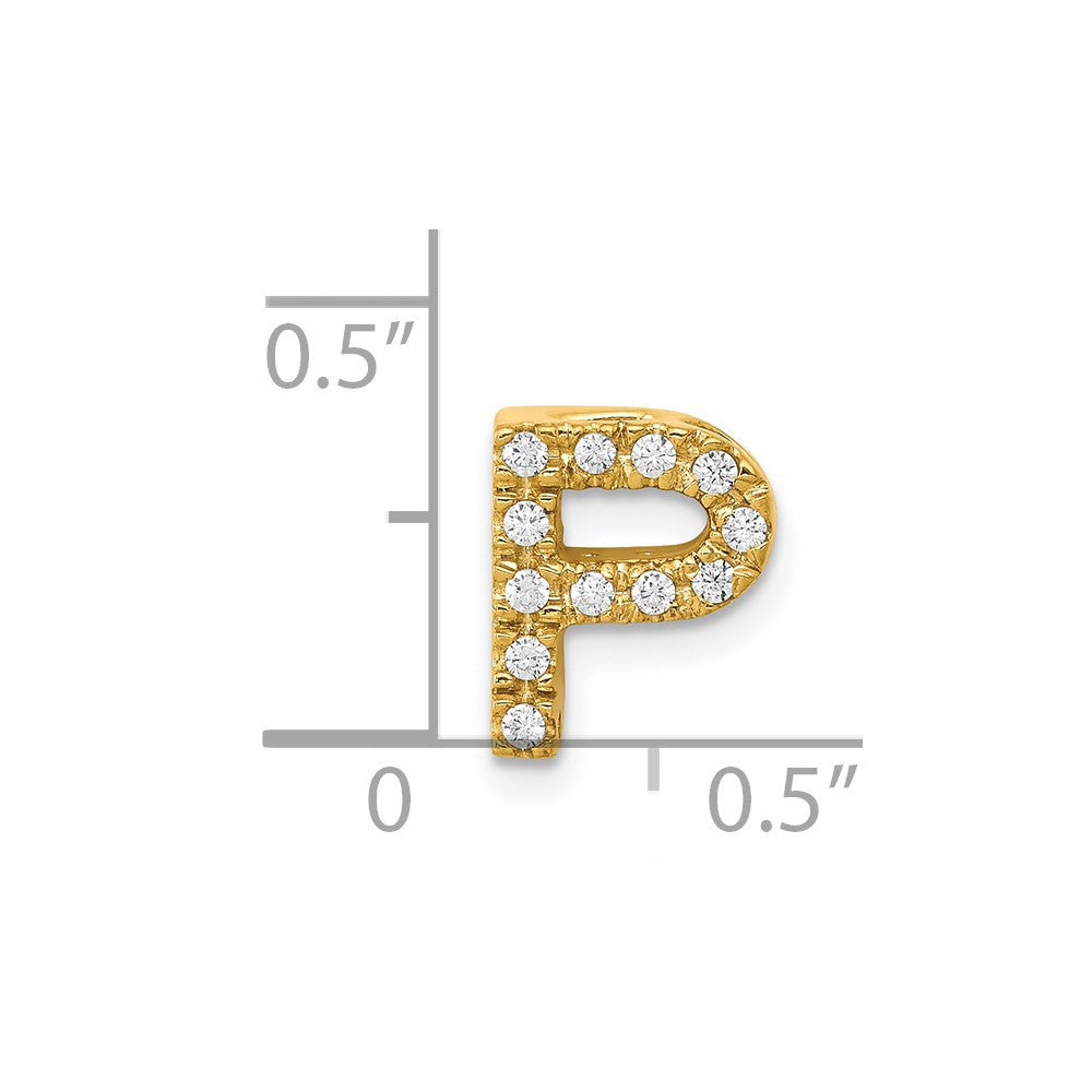 14k Yellow Gold Diamond Letter P Initial Charm Pendant