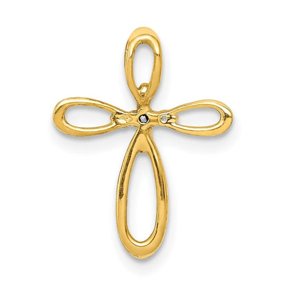 14k Yellow Gold Diamond Cross Slide Pendant