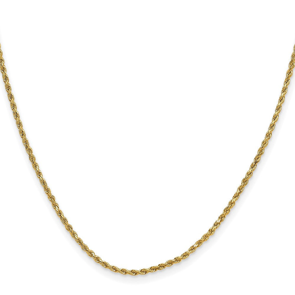 14k Yellow Gold 2mm Semi Solid Diamond-cut Rope Chain Necklace 22"