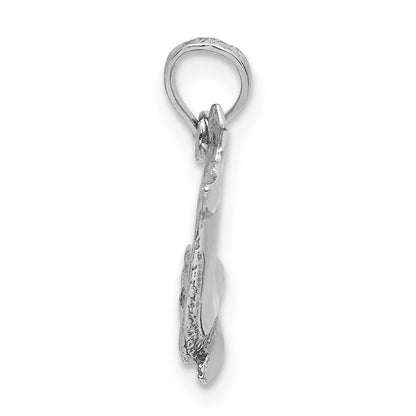 14k White Gold Jumping Dolphin Charm Pendant