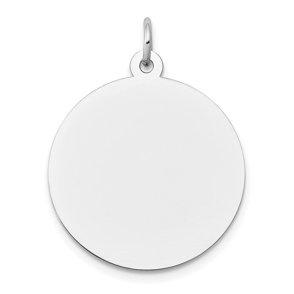 14k White Gold Round Disc Charm Pendant