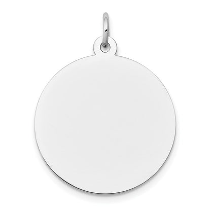 14k White Gold Round Disc Charm Pendant