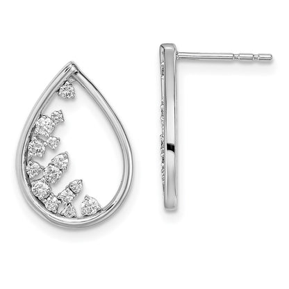 14k White Gold Polished Teardrop Drop & Dangle Earrings