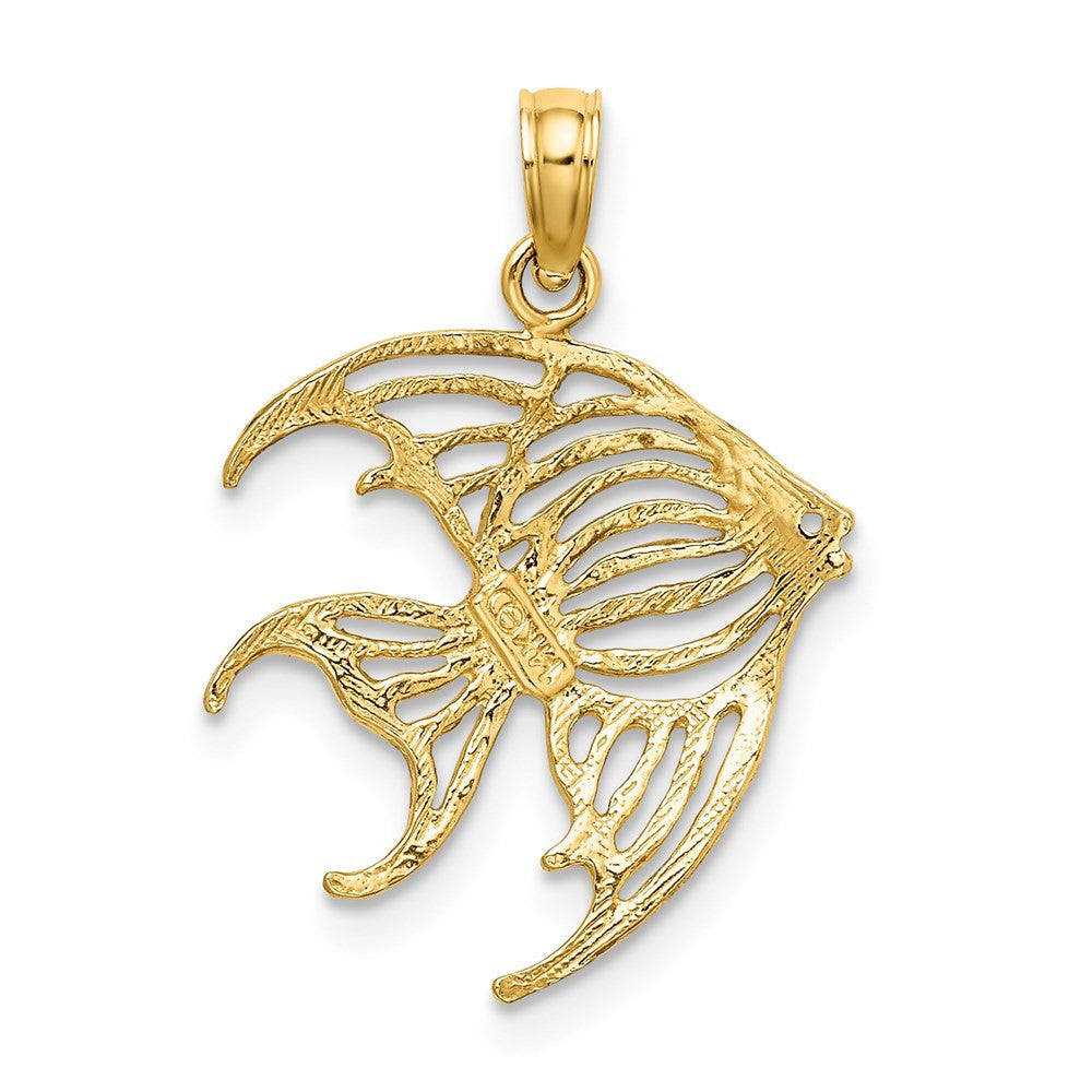 14k Yellow Gold Cut-Out Angelfish Charm Pendant