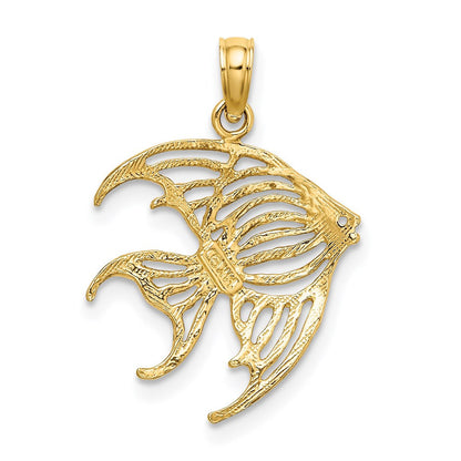 14k Yellow Gold Cut-Out Angelfish Charm Pendant