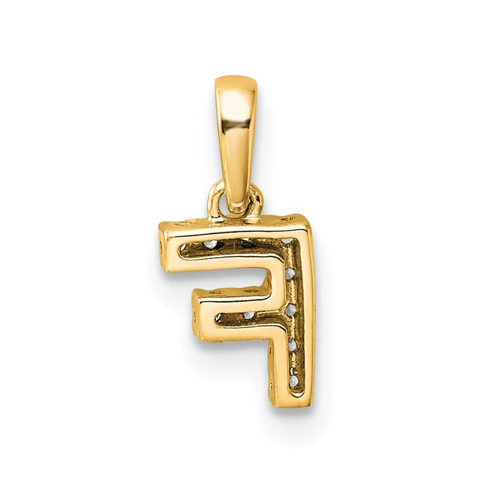 14k Yellow Gold Diamond Letter F Initial with Bail Pendant