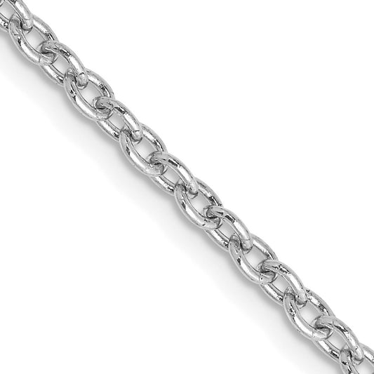 14K White Gold 2.4mm Round Open Link Cable Chain Necklace 16"