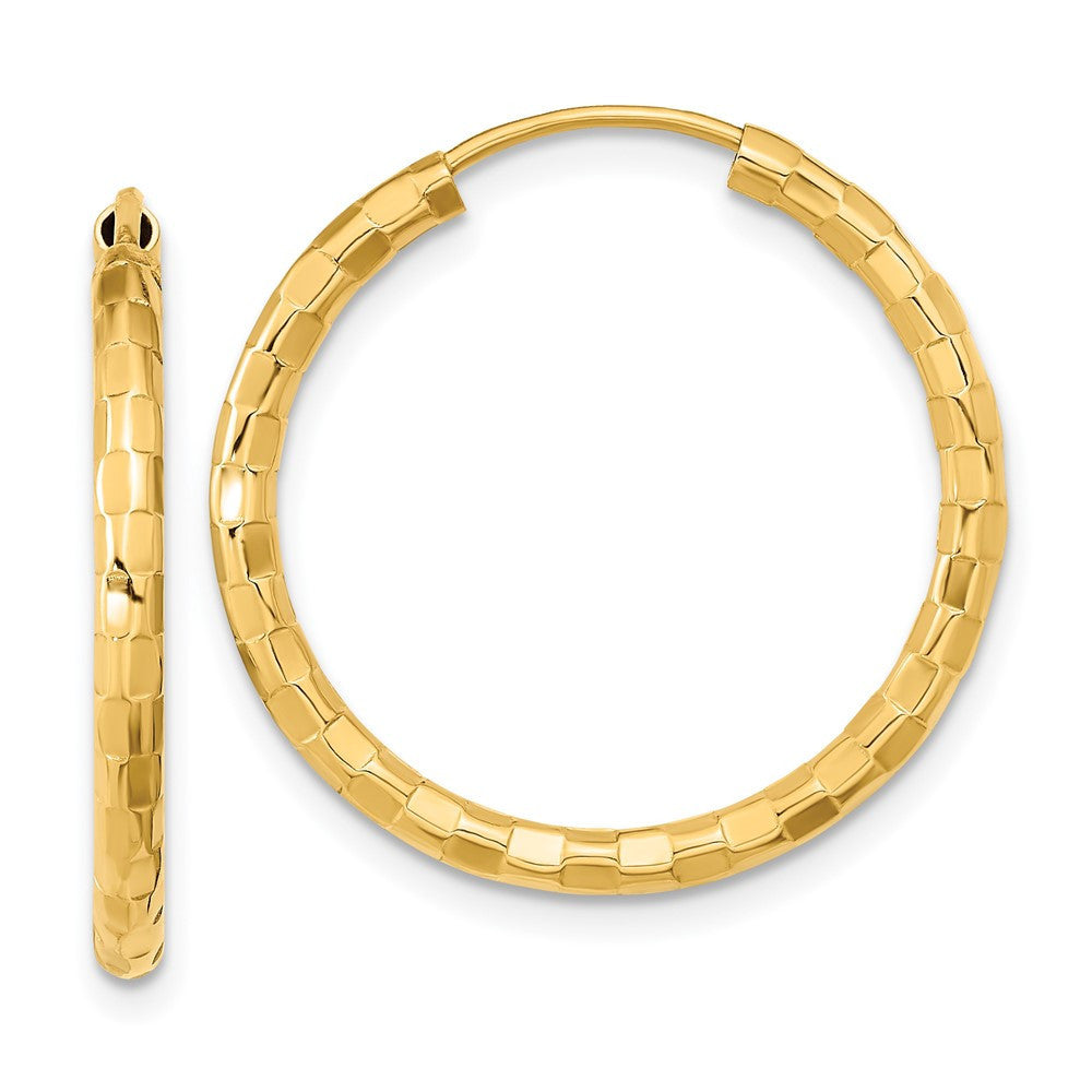 14k Yellow Gold Gold Polished Faceted 2.5mm Hoop Earrings