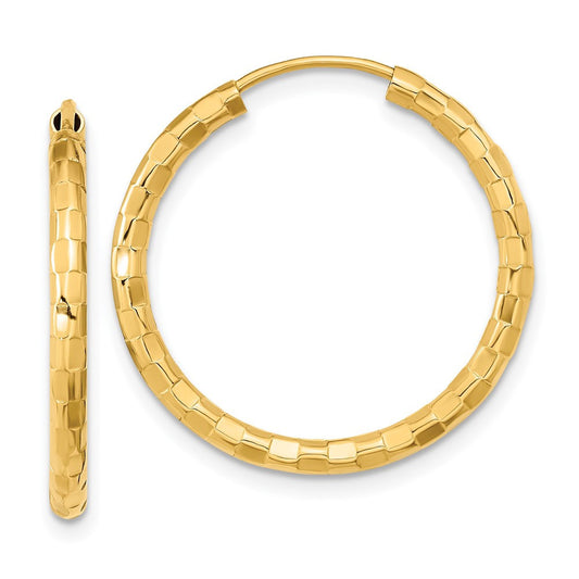 14k Yellow Gold Gold Polished Faceted 2.5mm Hoop Earrings