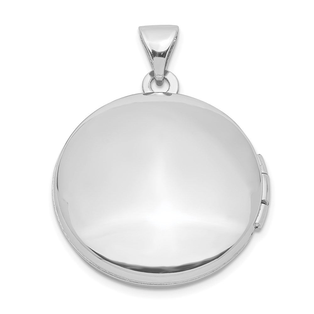 Sterling Silver Rhodium-plated 20mm Round Leaf Floral Locket Pendant