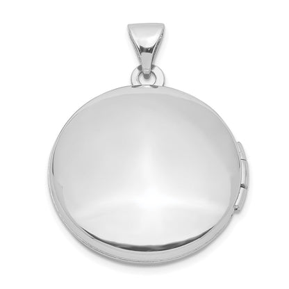 Sterling Silver Rhodium-plated 20mm Round Leaf Floral Locket Pendant