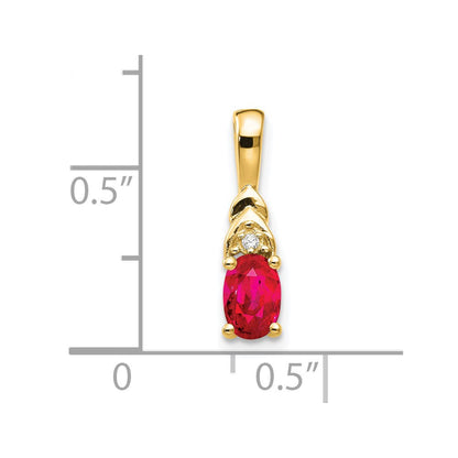 14k Yellow Gold Ruby and Diamond Pendant