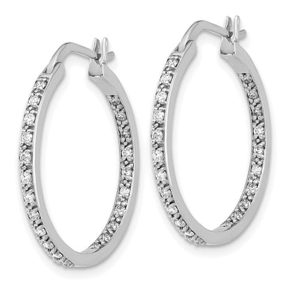 14k White Gold Diamond In Out Hoop Earrings