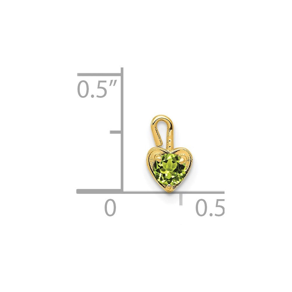 14k Yellow Gold August Synthetic Birthstone Heart Charm Pendant