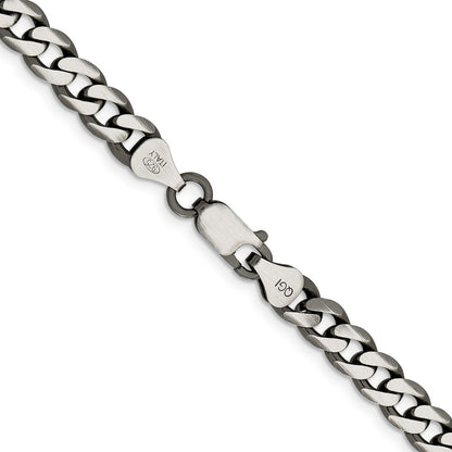 Sterling Silver Antiqued 6.5mm Curb Chain Necklace 22"