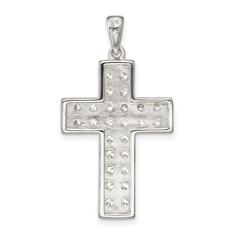 Sterling Silver Rhodium-plated CZ Latin Cross Pendant