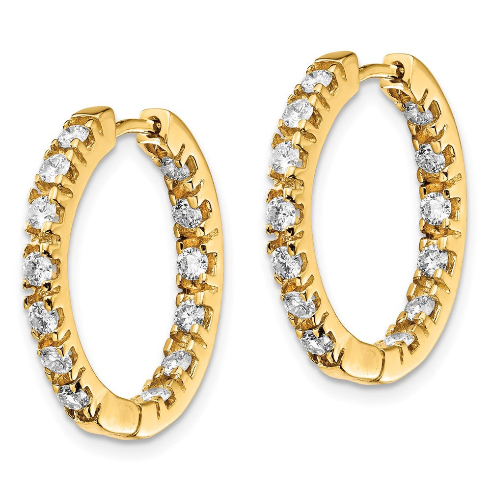 14k Yellow Gold AA Diamond Hinged Hoop Earrings